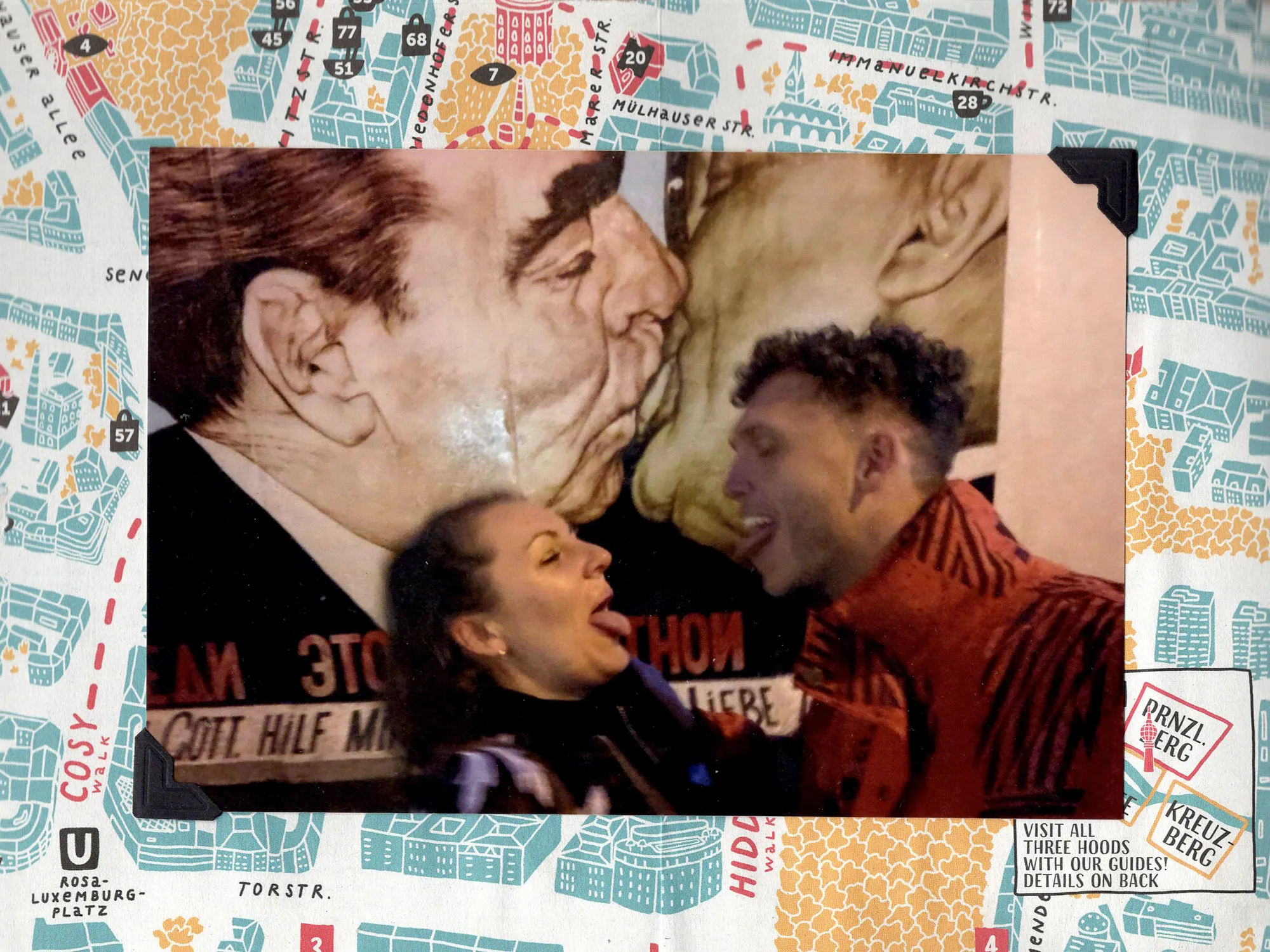 Mimicking the Fraternal Kiss — East Side Gallery, Berlin, Germany
