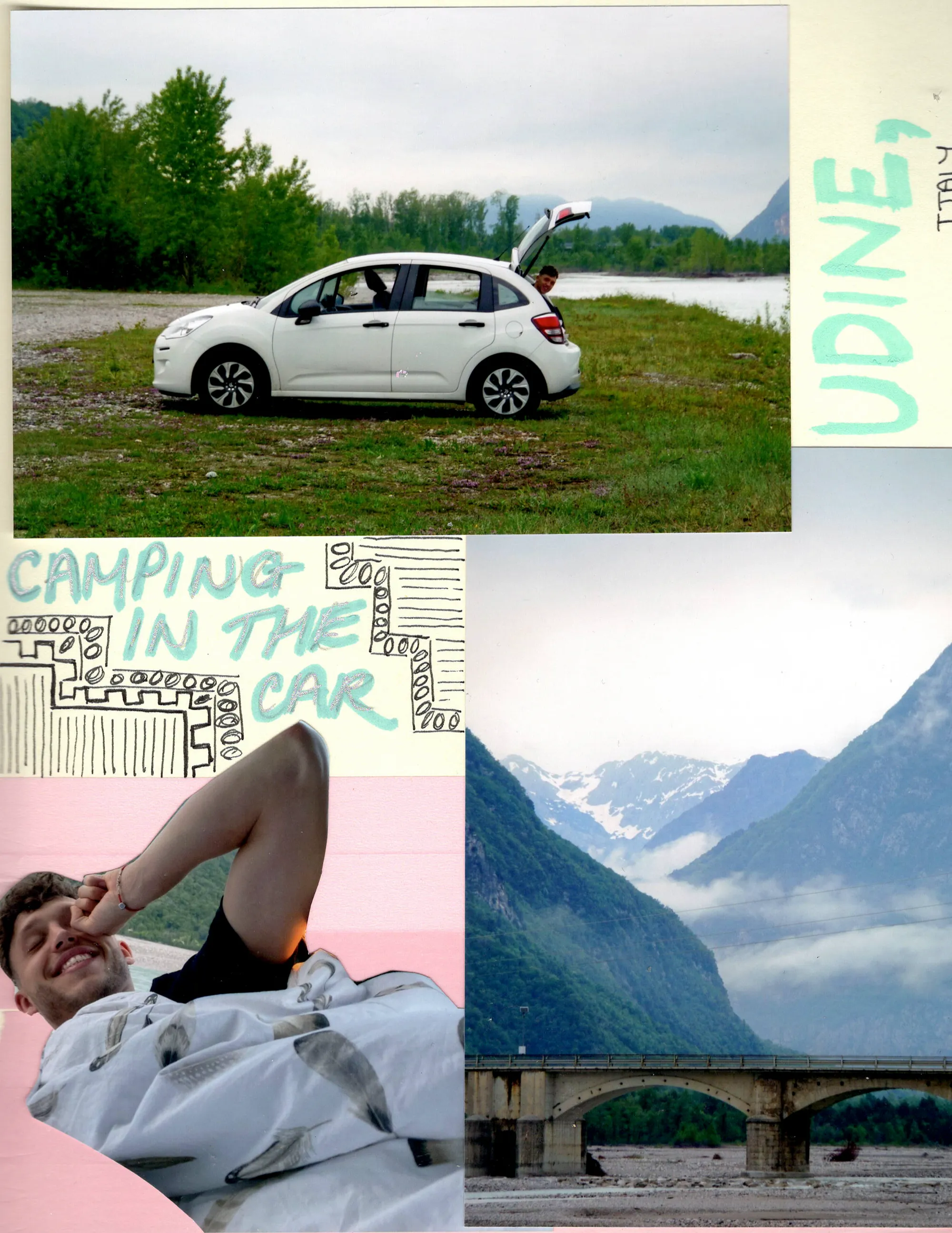 Camping in the car, Udine, Italy