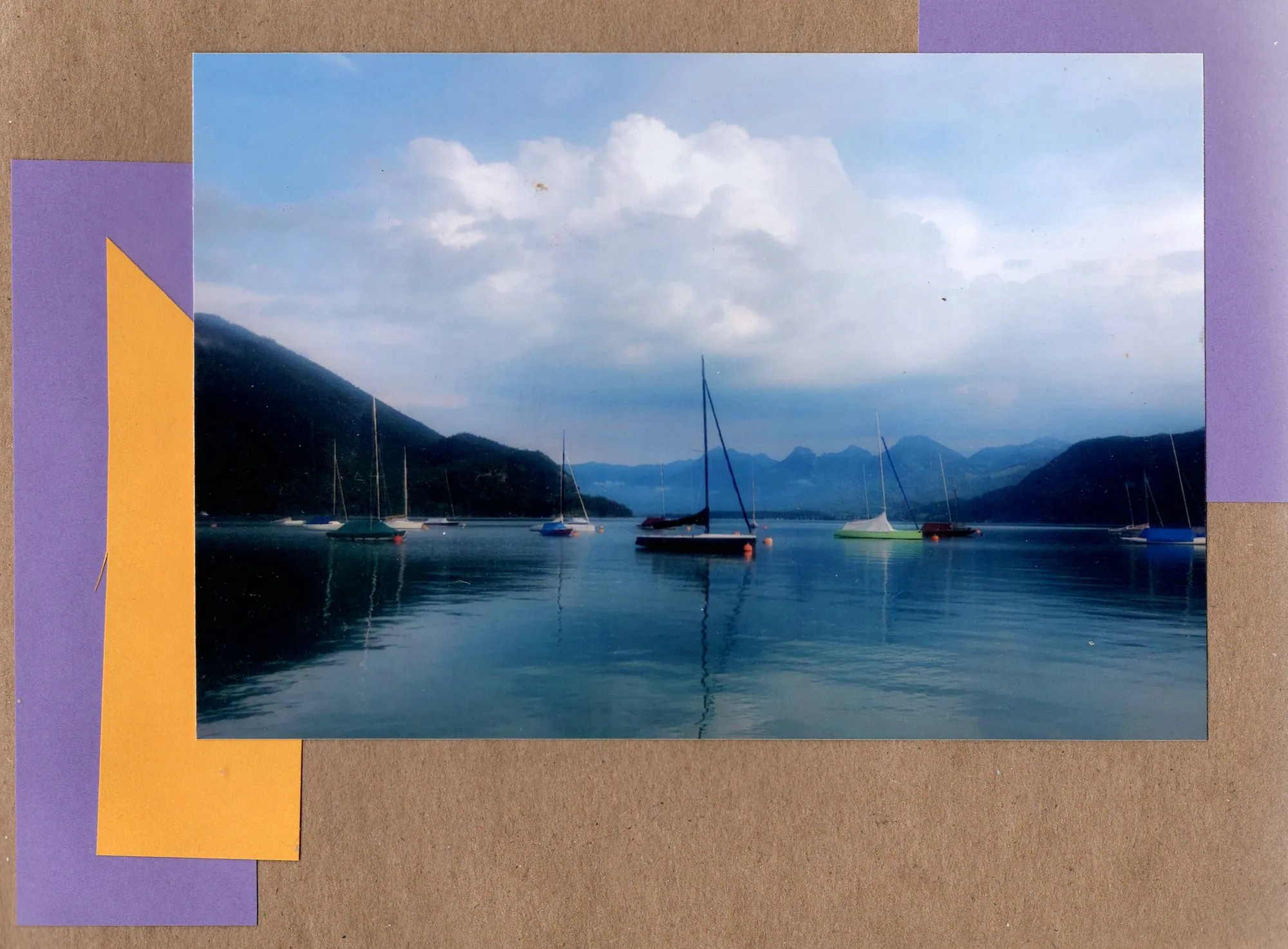 Sailboats on an alpine lake