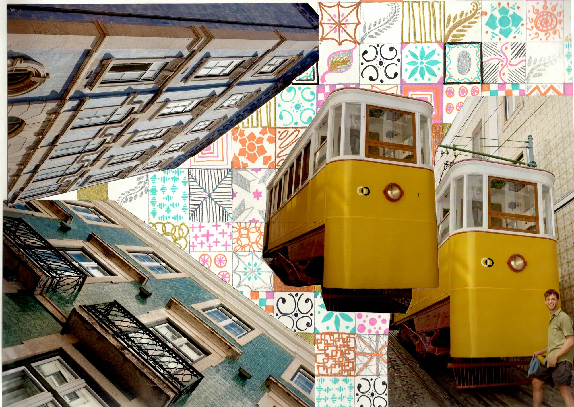 Yellow trams, Lisbon, Portugal