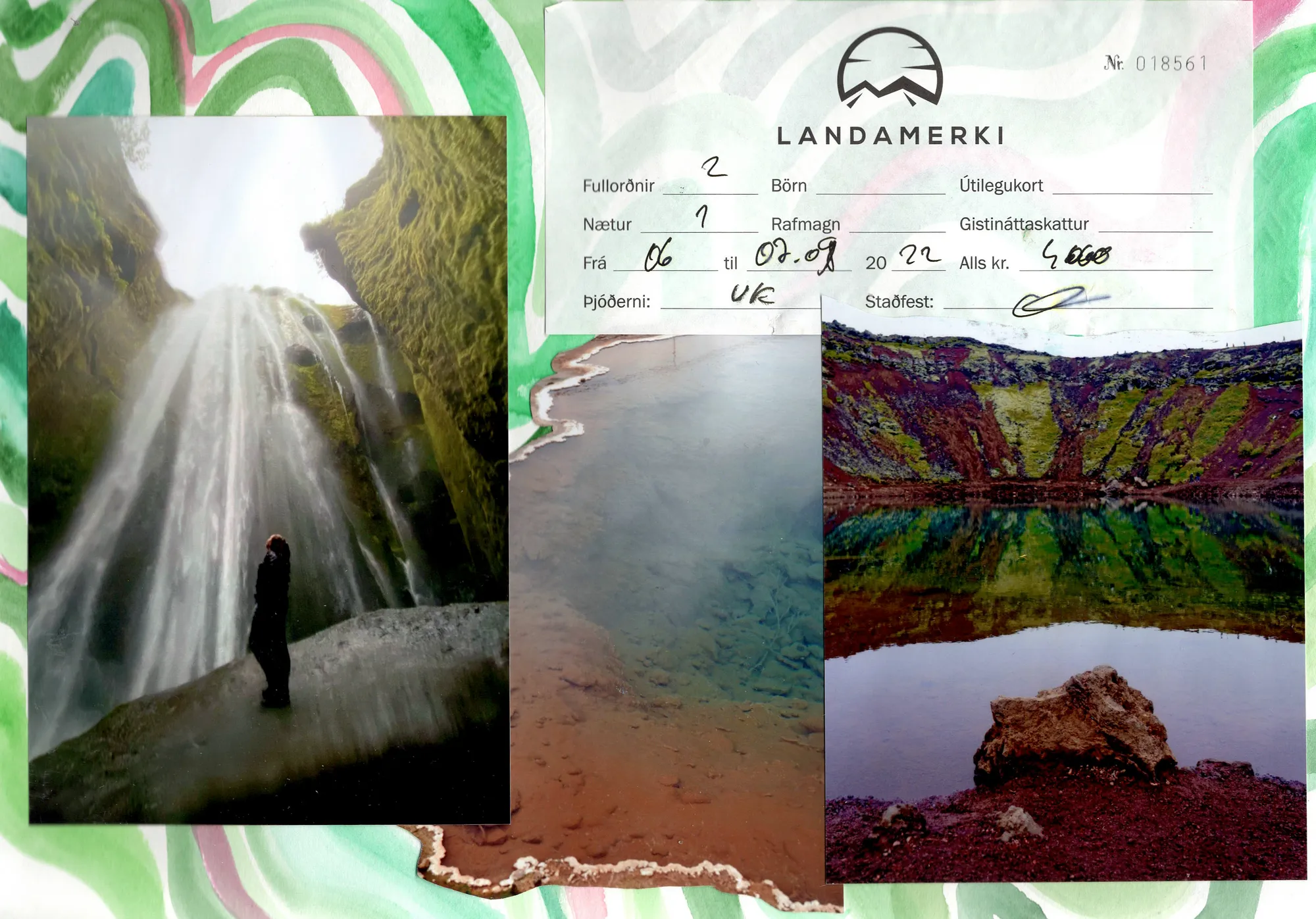 Iceland: waterfall & crater